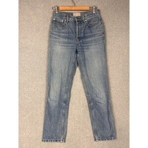 Everlane Jeans Women’s 26 Straight Leg Mid Rise Blue Stretch Denim Button Fly